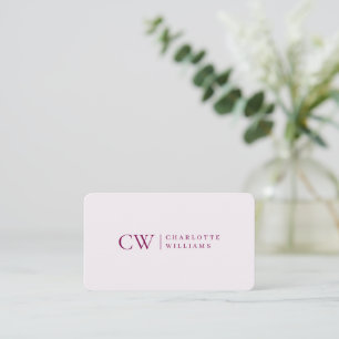 Monogram Personalised Pink Business Card