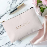 Monogram Personalised Pink Initial And Name  Accessory Pouch<br><div class="desc">Keep your essentials organised in style with our Minimalistic Monogram Personalised Pastel Pink Accessory Pouch. This elegant pouch features a soft pastel pink background, accented with a sleek monogram initial and your custom name in a modern font. Perfect for storing makeup, stationery, travel essentials, and more, this versatile pouch is...</div>