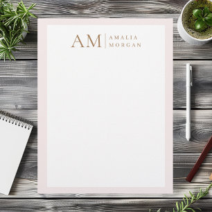 Monogram Personalised Pink Initial And Name Custom Letterhead