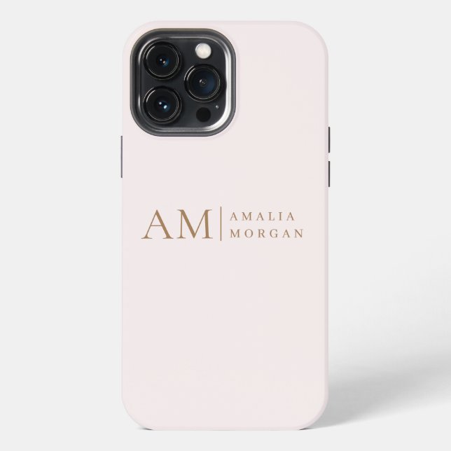 Monogram Personalised Pink Initial And Name  iPhone Case (Back)