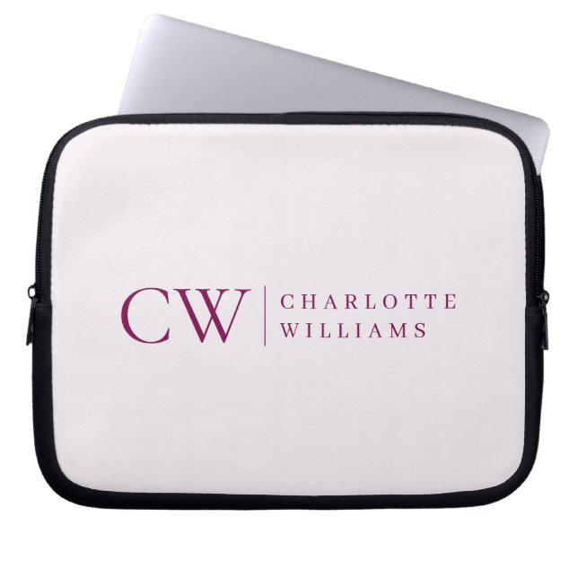 Monogram Personalised Pink Initial Laptop Sleeve (Front)