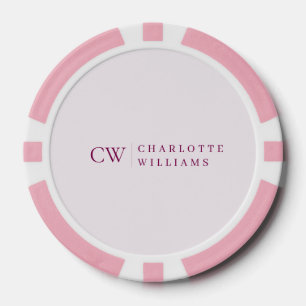 Monogram Personalised Pink Initial Poker Chip