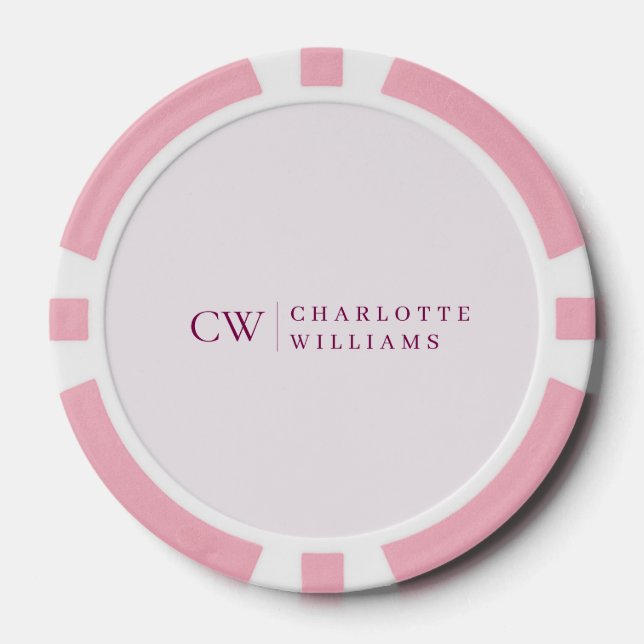 Monogram Personalised Pink Initial Poker Chip (Front)