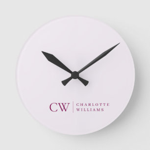 Monogram Personalised Pink Initial Wall Clock