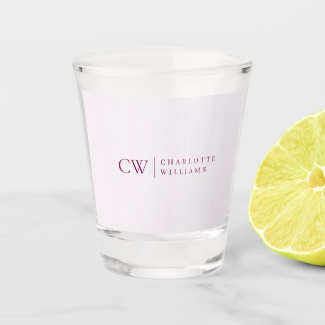 Monogram Personalised Pink Name Shot Glass (Front)