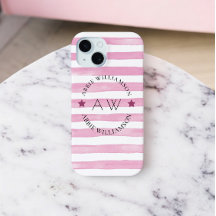 monogram personalised pink stripes