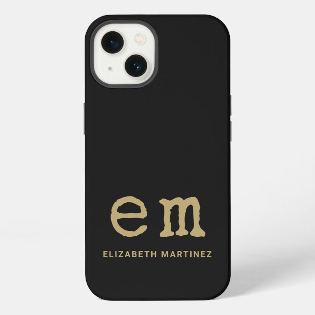 Monogram Personalised Simple Minimalist Monochrome iPhone Case (Back)