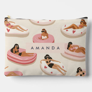 Monogram Personalised Summer Pool Float Pattern Accessory Pouch