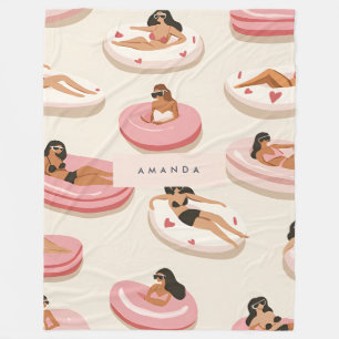 Monogram Personalised Summer Pool Float Pattern Fleece Blanket