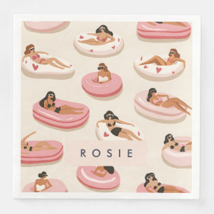 Monogram Personalised Summer Pool Float Pattern Napkin