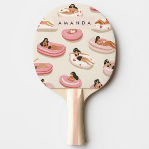 Monogram Personalised Summer Pool Float Pattern Ping Pong Paddle