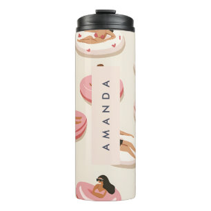 Monogram Personalised Summer Pool Float Pattern  Thermal Tumbler