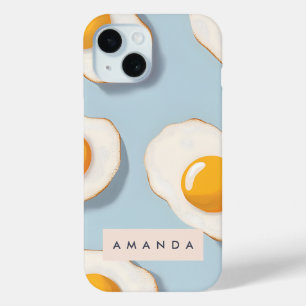 Monogram Personalised Sunny Side Up Egg Pattern iPhone 15 Case