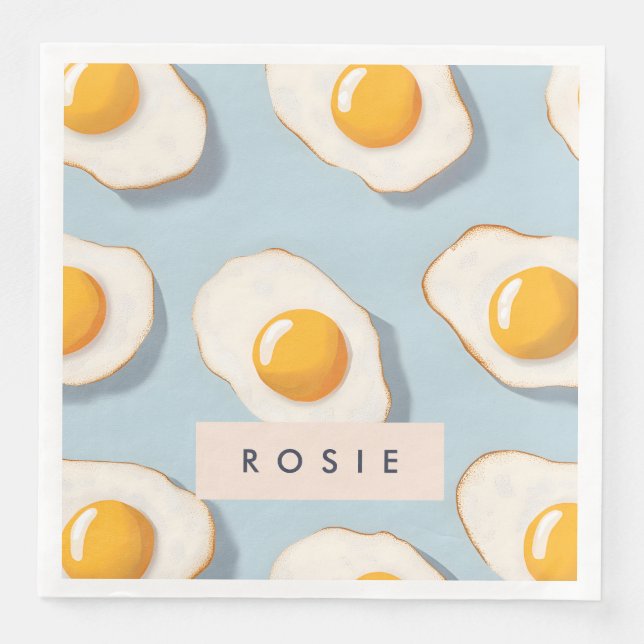Monogram Personalised Sunny Side Up Egg Pattern Napkin (Front)