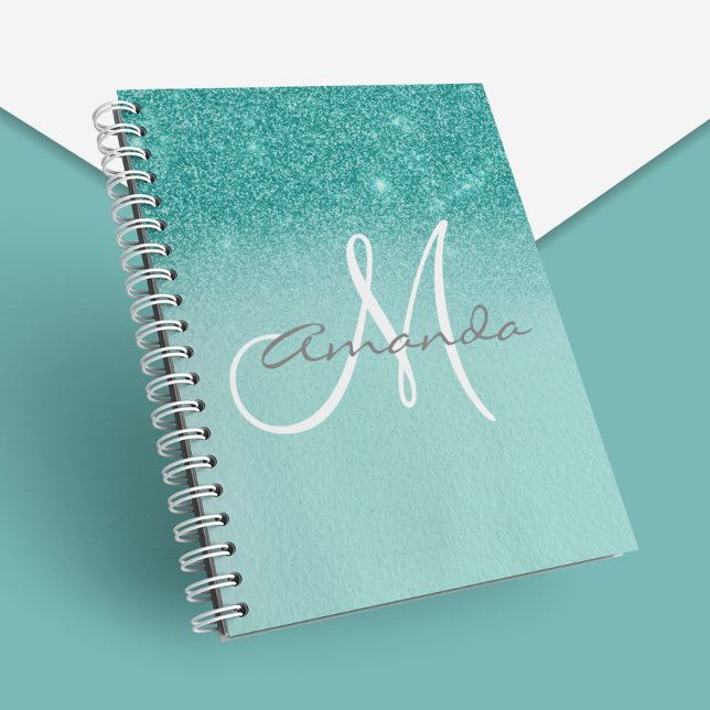 Monogram Personalised Turquoise Ombre Gift Notebook (Creator Uploaded)