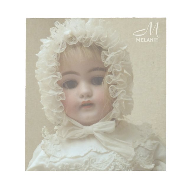 Monogram Personalised Victorian Ancient Girl Doll Notepad (Front)