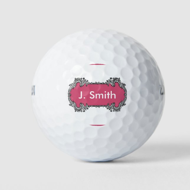 Monogram Personalised Vintage Design Golf Gift Golf Balls (Front)