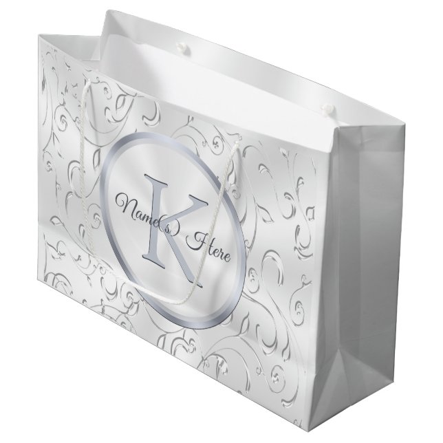 Monogram, Personalised Wedding Gift Bags, 4 Sizes Large Gift Bag (Front Angled)