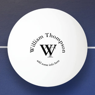 Monogram . personalised white ping pong ball