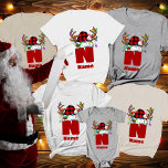 Monogram Personalised With Name Christmas T-Shirt<br><div class="desc">Celebrate the festive season in style with the Monogram Personalised With Name Christmas T-Shirt – the perfect addition to your holiday wardrobe! Whether you're looking for a custom family Christmas shirt or a personalised gift for a couple, this shirt combines charm and comfort with a festive design. Featuring a monogrammed...</div>
