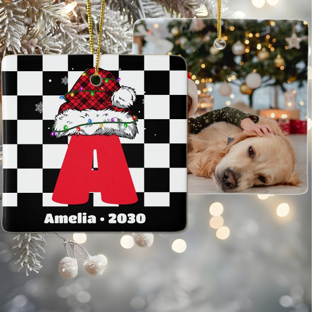 Monogram Personalised With Name Family Christmas Ceramic Ornament (Creator Uploaded)