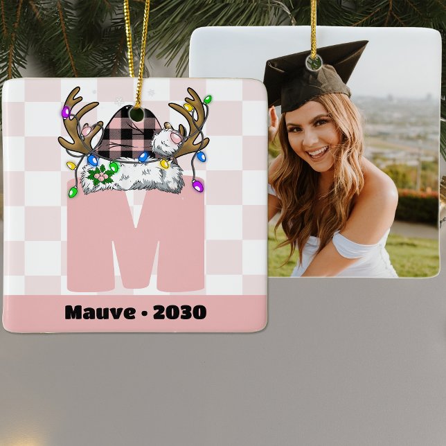 Monogram Personalised With Name Family Christmas Ceramic Ornament (Creator Uploaded)