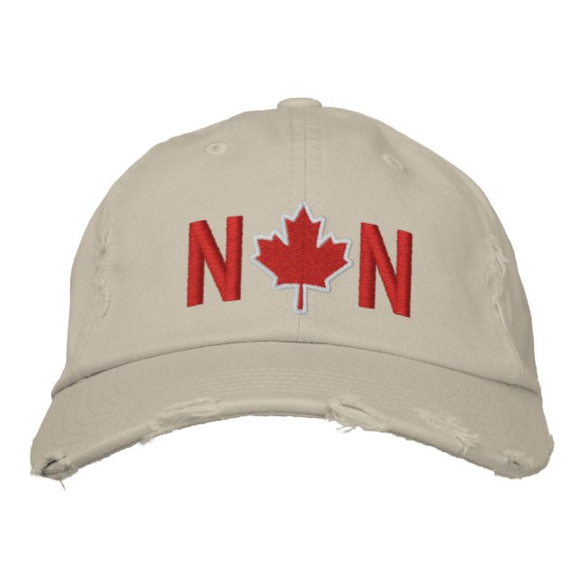 Monogram Personalize Maple Leaf Embroidery Embroidered Hat (Front)