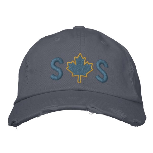 Monogram Personalize Maple Leaf Embroidery Embroidered Hat (Front)