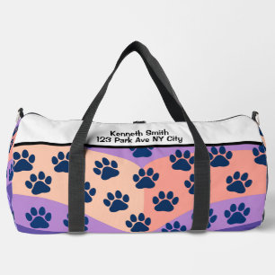 Monogram Personalize Wavy Paw Print Pet Travel Duffle Bag