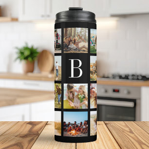 Monogram Personalized 19 Photo Collage Thermal Tumbler