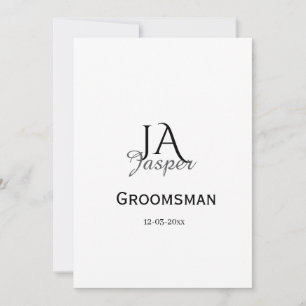 Monogram personalized groomsman best man name date invitation