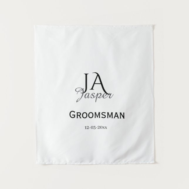 Monogram personalized groomsman best man name date tapestry (Front)