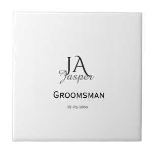 Monogram personalized groomsman best man name date tile