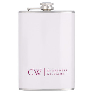 Monogram Personalized Pink Initial & Name Flask