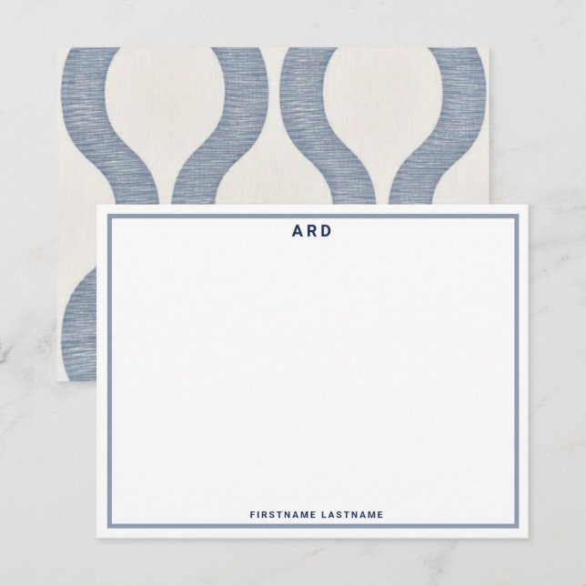 MONOGRAM PERSONALIZED PREPPY STATIONARY NOTECARD (Front/Back)