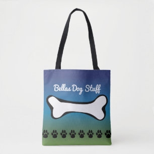 Monogram Pet Dog Toy Accessory Blue Gradient Tote Bag