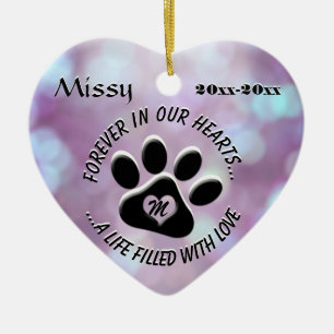 Monogram Pet Memorial Heart Ceramic Tree Decoration