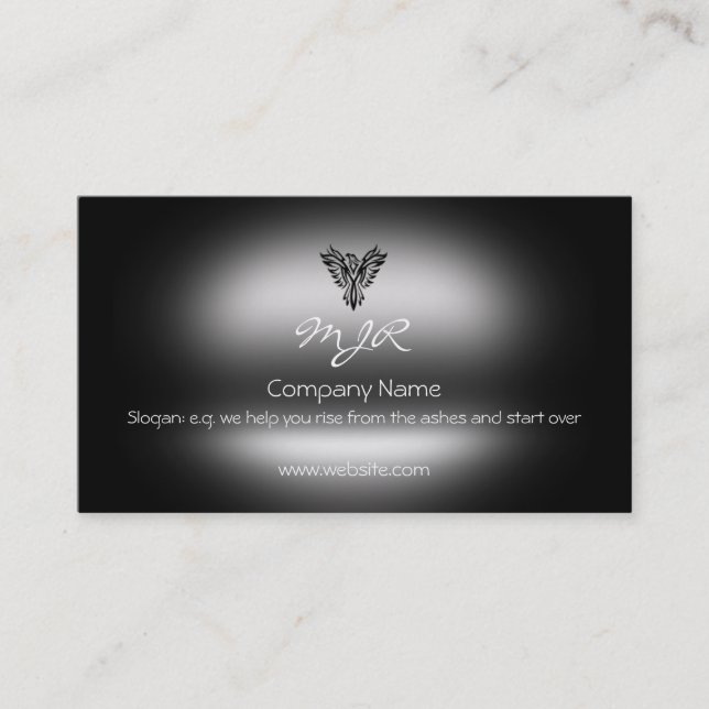 Monogram, Phoenix Rising, metallic-effect Business Card (Front)