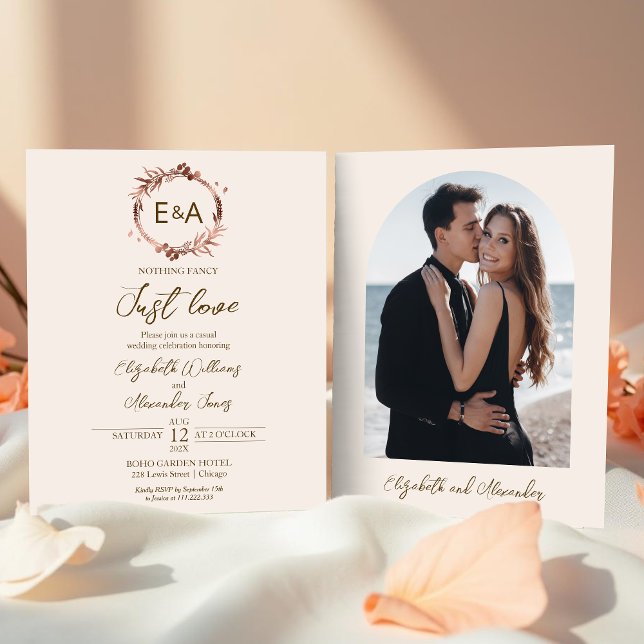 Monogram Photo Budget Wedding Invitations (Creator Uploaded)