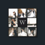 Monogram Photo Collage Black Border Canvas Print<br><div class="desc">Get this monogrammed design with 8 of your favourite photos on it. It has a place for you to add your initial. This is great for wedding photos,  baby photos,  and family photos.</div>