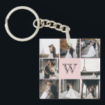 Monogram Photo Collage Blush Pink Key Ring<br><div class="desc">Get this monogrammed keychain with 8 of your favourite photos on it. It has a place for you to add your initial. This is great for wedding photos,  baby photos,  and family photos.</div>