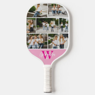 Monogram Photo Collage Custom Colour Pickleball Paddle