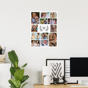 Monogram Photo Collage Family  Poster
