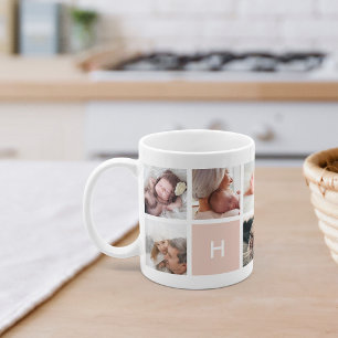 Monogram Photo Collage Mug   Blush