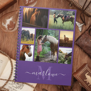 Monogram Photo Collage Purple Custom Name Notebook