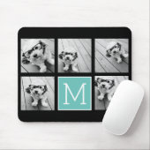 Monogram Photo Collage - Up to 5 photos Black Mouse Mat (With Mouse)