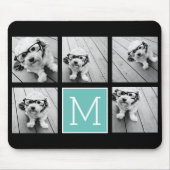 Monogram Photo Collage - Up to 5 photos Black Mouse Mat (Front)