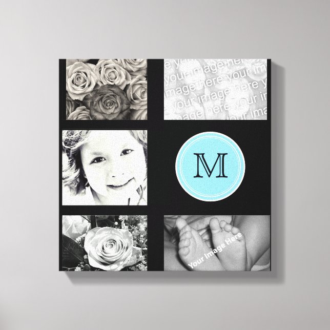Monogram Photo Collage Wrapped Canvas (Front)
