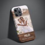 Monogram Photo Couple Wood Personalised Name Case-Mate iPhone 14 Case<br><div class="desc">Monogram Photo Couple Wood Personalised Name iPhone Cases features your favourite photo with your personalised names and monogram on a wooden accent. Perfect as a gift for husband or boyfriend for birthday,  Christmas,  Valentine's Day,  anniversary and more. Designed by ©Evco Studio www.zazzle.com/store/evcostudio</div>