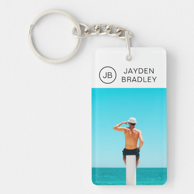 Monogram Photo Custom Photo Personalised Name Key Ring (Front)